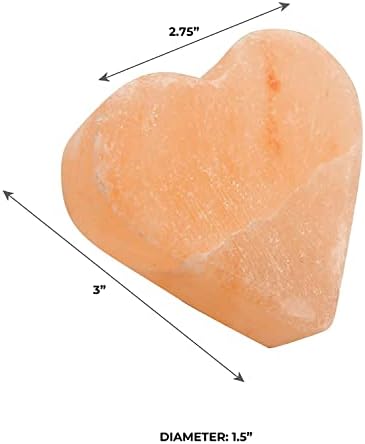 Pure Himalayan Salt Works Heart Massage Stone, Pink Crystal Hand-Carved Stone for Massage Therapy, Deodorant and Salt and Sugar Scrubs, 2.75” W x 3” H x 1.5” D