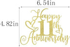 golden Glitter Happy 11th Anniversary Cake Toppers-Wedding Anniversary Party Decorations,gold Wedding Party，Birthday Party Decorations,Company Anniversary Party/11th Birthday Party Decorations (11th)