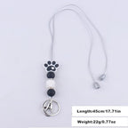 Silicone Bead Dog Paw Keychain Lanyard,ID Badge Holder,Cute Breakaway Neck Lanyards Claw Keyring for Women