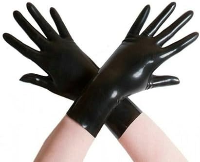 ABWL Black Latex Gloves for Women Men,Short Natural Rubber Gloves Cosplay Costume Party Clubwear