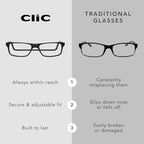 Clic Magnetic Reading Glasses - Adjustable Neck Hanging Readers - Secure Fit with Rigid Headband - Executive XL (XL-XXL, Black, 2.00)