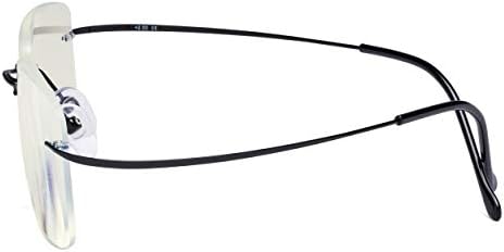 CessBlu Rimless Blue Light Blocking Glasses for Men Reading Computer Titanium Computer Readers Cut UV Rays Bendable
