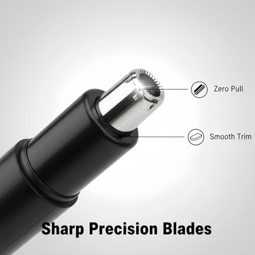 Ear and Nose Hair Trimmer Clippers, Professional Painless Nose Hair Remover for Men Women, Battery-Operated Nasal Clipper, Dual Edge Waterproof Blades for Easy Clean, Black