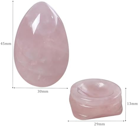 Natural Rose Quartz Egg with Crystal Stand, Polished Stone Healing Figurine, 1.7" Decorative Sculpture for Home Office Yoga Meditation