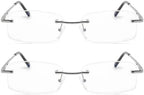 Rimless Reading Glasses - Blue Light Blocking Frameless Readers with Spring Hinge for Women Men 2 Pairs 2.50
