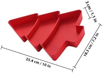 KALLORY Christmas Tree Candy Plate Snack Tray with Compartments Red Multi-grid Dry Fruit and Nuts Serving Platter for Holiday Party and Family Entertaining