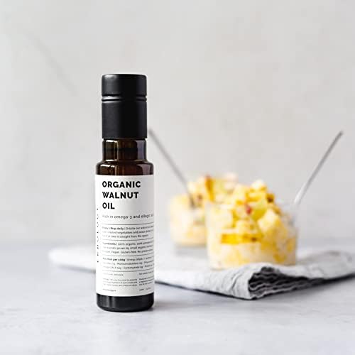 Erbology Organic Walnut Oil 3.4 fl oz - Cold-Pressed - Supports Cognitive Health - Straight from Farm - Non GMO - No Additives or Preservatives - Recyclable Glass Bottle