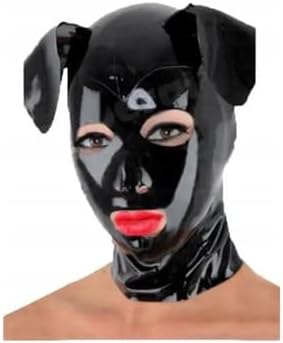 Latex Head Cover Black Latex Mask Latex Face Hood Rubber HeadMask Back Zipper for Cosplay Party Club Wear