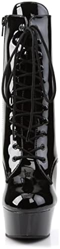Pleaser - 6" Lace-Up PF Ankle Boot, Side Zip - 10 - Blk Pat/Blk