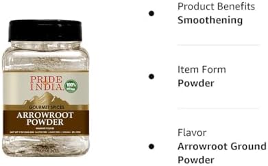Pride of India – Natural Arrowroot Ground Powder – Baking & Thickening Agent – Gluten & GMO Free – Good for Sauces, Fritters & Fries – Easy to Use – 8 oz. Medium Dual Sifter Jar
