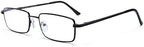 Reading Glasses Blue Light Blocking 2 Pack Rectangular Metal Anti Blue Ray and UV Readers for Men and Women