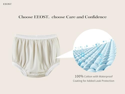 Adult Diaper Cover for Incontinence Noiseless Leak-Protection Underwear Plastic Pants Over Diapers Waterproof Rubber Pants (White, Large)