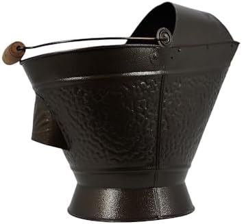 Coal Hod Bucket - Antique Bronze - Decorative Appeal - for Fireplace & Pellet Stove Ashes - Easy Hopper Filling - Lightweight