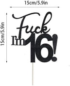 Fuck I'm 50 Birthday Cake Topper, Black Glitter Funny 50th Birthday Cake Decoration Party Supplies (50)