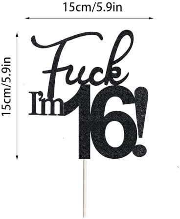 Fuck I'm 50 Birthday Cake Topper, Black Glitter Funny 50th Birthday Cake Decoration Party Supplies (50)