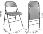 All-Steel Metal Folding Chair, Gray - Double Braced, Heavy-Duty, Portable & Stackable for Home, Office & Event Seating (Gray)