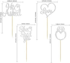 Gyufise 24 Pack Silver Glitter He Asked She Said Yes Cupcake Toppers Diamond Ring Heart Cake Picks for Wedding Engagement Party Cake Decorations
