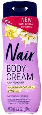 Nair Body Cream Hair Remover, Nourishing Oat Milk & Vanilla, Dermatologist Tested, 7.9 oz (Pack of 3)