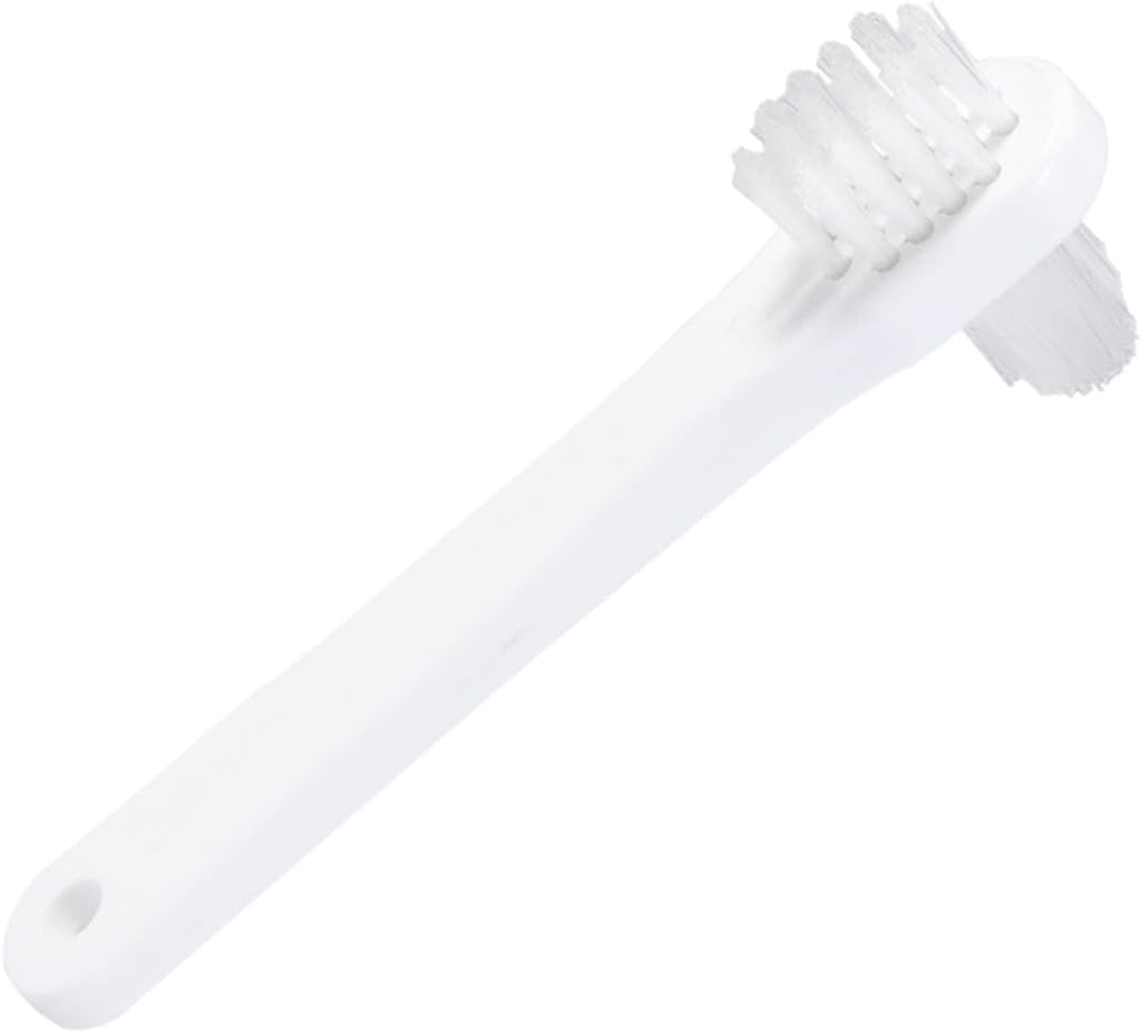 Beavorty 4pcs Denture Brush Double Sided False Teeth Cleaner Denture Cleaning Tool Long Handle Gentle Bristles