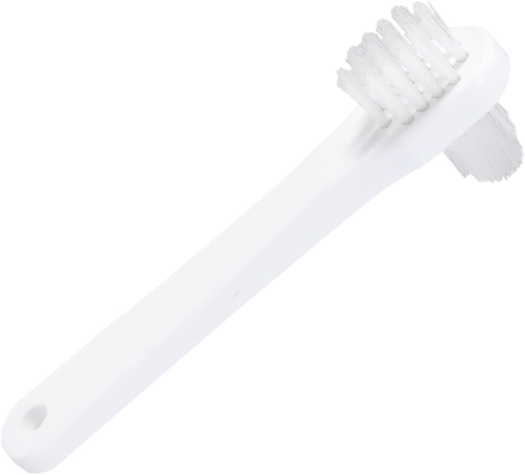 Beavorty 4pcs Denture Brush Double Sided False Teeth Cleaner Denture Cleaning Tool Long Handle Gentle Bristles