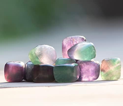 800+ Carat, 13 Pcs Multi Fluorite Tumbled Stones and Crystals Set for Chakra Reiki Crystals Polished Stones Gemstones and Crystals Tumble for Gift Size: 20-25 mm by Crocon