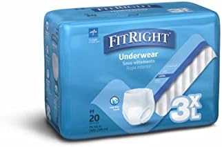 FitRight Adult Incontinence Underwear, Heavy Absorbency, 3X-Large, 75"-94" Waist (20 Count)
