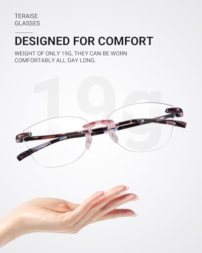 TERAISE Rimless reading glasses for women Comfortable Lightweight Frameless Reader Blue Light Blocking Computer Eyeglasses