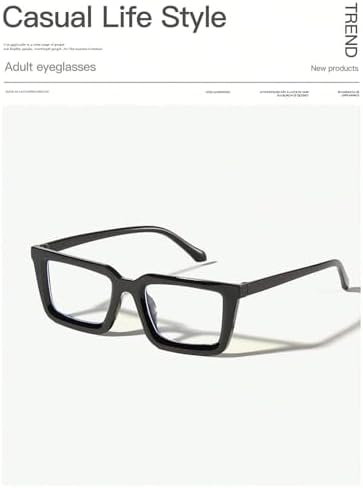 1 Pairs Men's Women Acrylic Casual Rectangular Lightweight Business Fashion Glasses, Suitable for Daily Reading and Commuting
