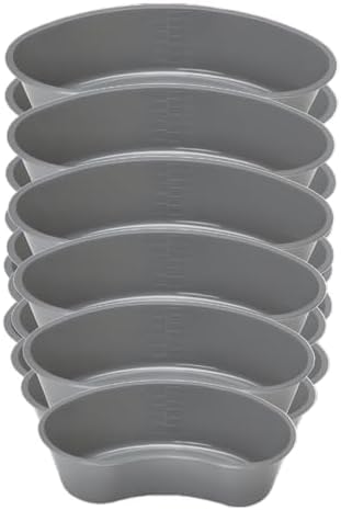 Graduated Emesis Basins 700 ML – Kidney Shaped Grey Medical Bowl, Sturdy Plastic Tray (Pack of 12)