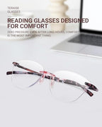 TERAISE Rimless reading glasses for women Comfortable Lightweight Frameless Reader Blue Light Blocking Computer Eyeglasses