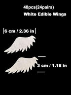 48pcs Edible White Wings for Cake Decorating Cupcake Toppers Wedding Themed Party Birthday Cake Decoration(Tasteless)