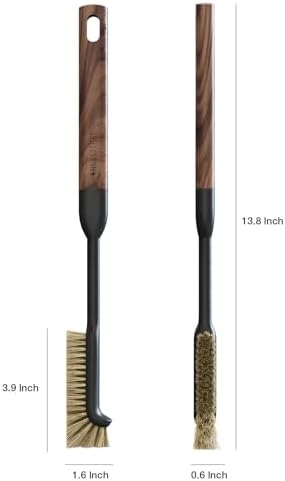 Cleaning Brush, Diveotree Hard Bristle Brush for Deep Cleaning Grout, Sink, Cup, Teapot, Bottle, Blender, Multi-Purpose Brush wih Long Handle for Kitchen (Brown)