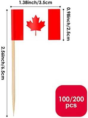 AhfuLife Canada Flag Toothpick Flags Picks, 100 Pcs Small Tiny Canada Cupcake Toppers Stick Flags Double-sided for World Cup, National Day, Birthday Party Decorations, Cake Flags
