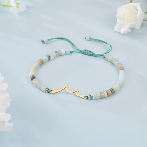 Sereney Birthday Gifts for Women, Graduation Gifts for Teen Girls Gifts Idea as Wave Bracelet as 13th 16th 18th 21st 40th 50th 60th Birthday Gifts for Girls Adjustable Natural Stone Bracelet