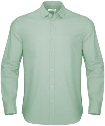 JEKAOYI Button Down Linen Shirts for Men Casual Long Sleeve Regular Fit Cotton Beach Shirts with Pocket