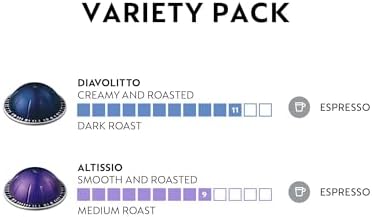 Nespresso Capsules Vertuo, Espresso Variety Pack, Medium and Dark Roast Espresso, 50-Count Espresso Pods, Brews 1.35oz.