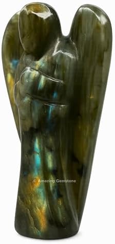 Amazing Gemstone Labradorite Angel - Labradorite Crystal Angel and Pocket Guardian Angel Crystal Figurines (3 inches)