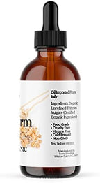 100% Organic Unrefined Wheat Germ Oil | Imported From Italy | 4oz Glass Bottle | 100% Pure - Virgin | Cold-Pressed | Natural Moisturizer for Skin, Hair and Face | Stretch Mark Relief - NON GMO