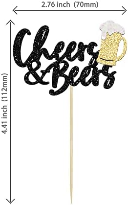 24 Pack Cheers and Beers Cupcake Toppers Glitter Beer Mug Cake Pick Decorations for Baby Shower Birthday Beers Festival Themed Party Supplies