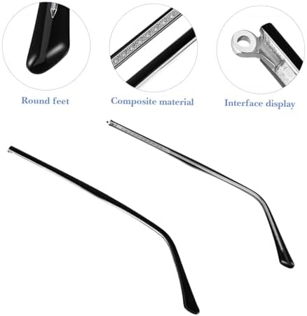Mobestech 1 Pair Universal Glasses Replacement Temples Fashion Eyeglasses Metal Arms Legs (Black)