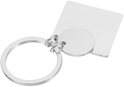 PATIKIL Metal Stamping Blanks, Keychain Square Tags Stainless Steel DIY Round Name Tag for Laser Engraving