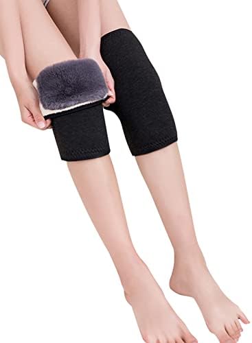 Men Women Thermal Fleece Lined Knee Brace Cashmere Wool Knee Warmer Leg Warmers Winter Thermal Knee Sleeves for Rheumatic Arthritis Pain Relief Thickened Warm Knee Wrap Pads for Skiing Cycling Running