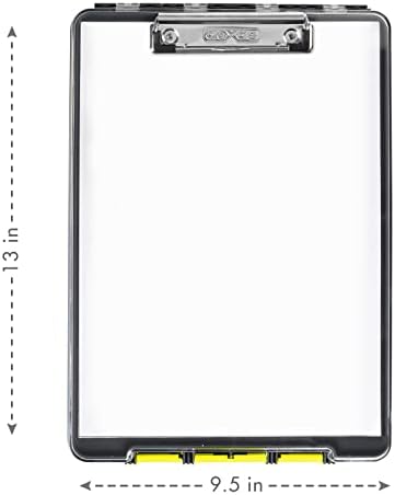 Dexas Clearview Clipcase Clipboard, 13.75 x 9.5 in, Gray/Yellow. See Papers Clearly Outdoors, Stay Organized and Dry. Ideal for Coaching, Teaching, homeschooling, Art, Trades, and Medical pros.