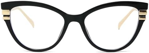 LJCZKA Cat Eye Blue Light Blocking Glasses Women Cateye Frame Glasses Anti Eyestrain Computer Gaming Eyeglasses Clear Lens