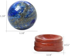 Natural Lapis Lazuli Ball with Red Jasper Stand, Healing Crystal Sphere for Home Fengshui Yoga Meditation, Reiki Energy Balancing 1.18”(30mm)