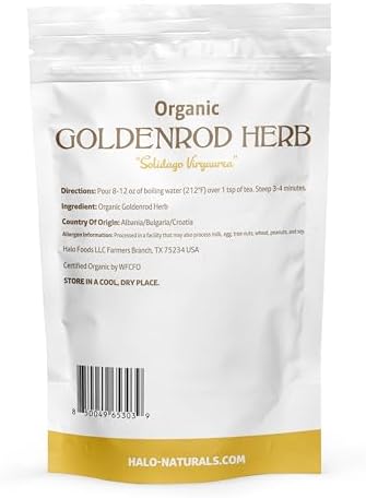 Organic Goldenrod Herb Cut & Sifted, 4 Ounces (Solidago virgaurea) USDA Certified | Resealable Pouch| Packaged in The USA (Pack of 1)