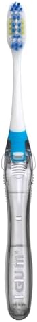 GUM Folding Travel Toothbrush - Compact Head + Tongue Cleaner - Soft Bristled Travel Toothbrushes for Adults 1ct (Pack of 6)