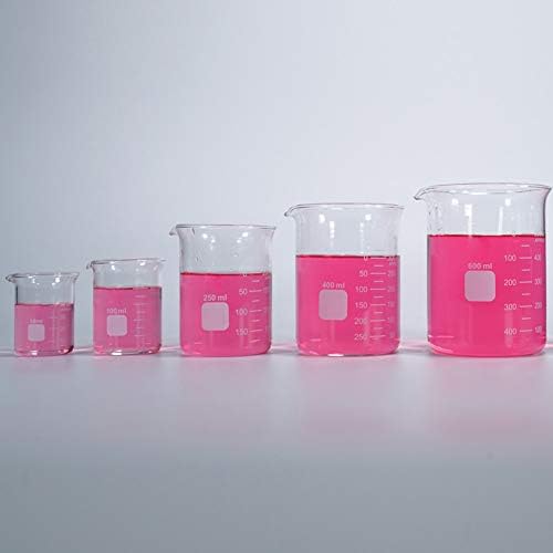 Graduated Glass Measuring Low Form Beaker Set (50ml+100ml+250ml+400ml+600ml)