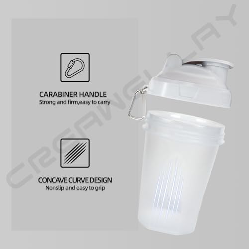 2 Pack Shaker Bottles for Protein Mixes, 17 oz Small Protein Shaker Bottle with Handle, Gym Shaker Cups with Blending Ball for Pre Workout, BPA-Free & Dishwasher Safe(Black, White)
