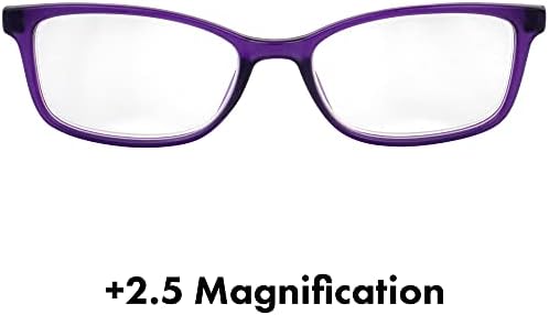Birdz Eyewear BPA Free Readers Non Carcinogenic Reading Glasses Purple Frame Clear Lens 2.5 Magnification